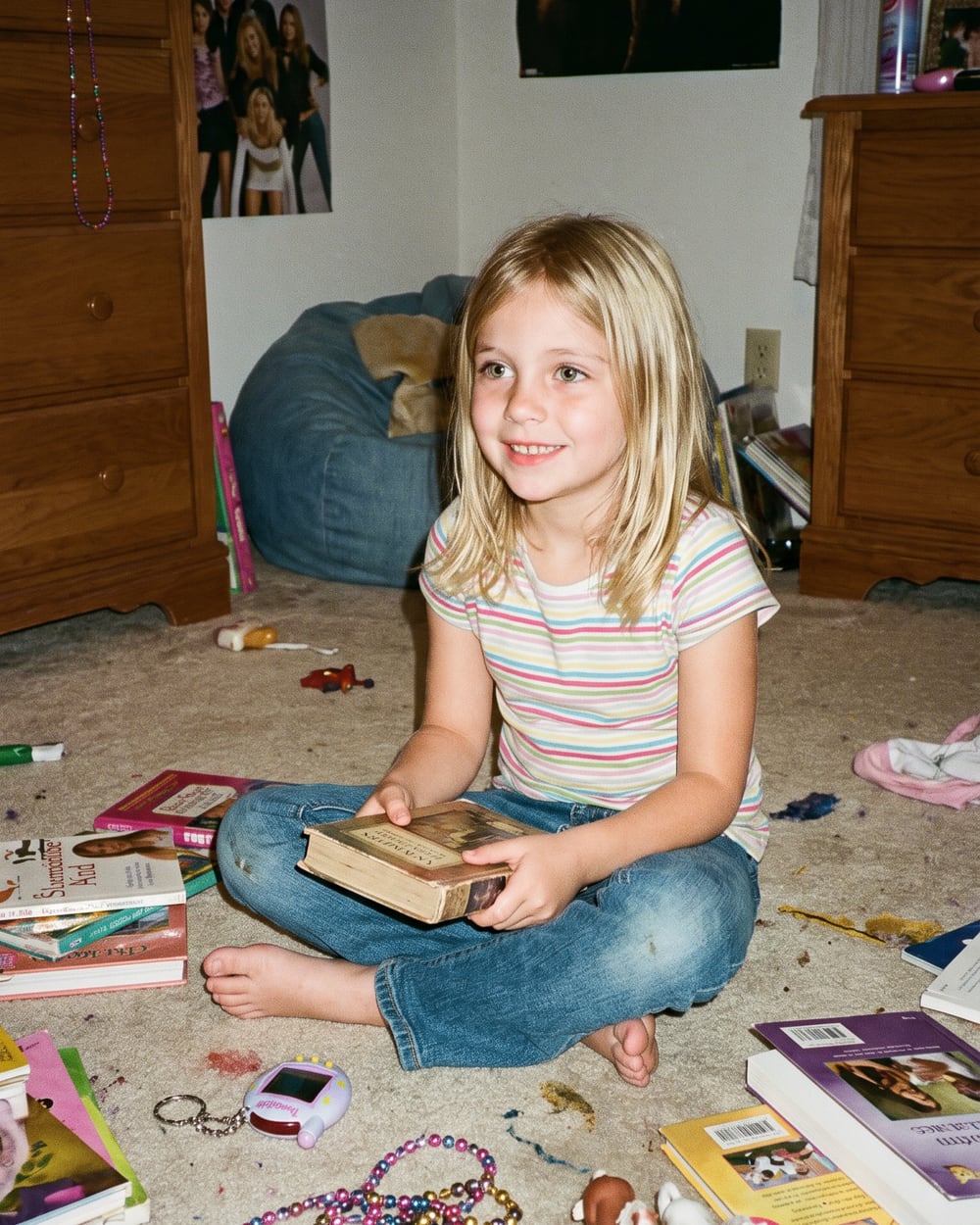 Me as a kid, surrounded by books and toys